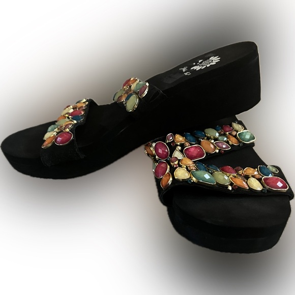 Yellow Box Beaded Sandals - Picture 2 of 3